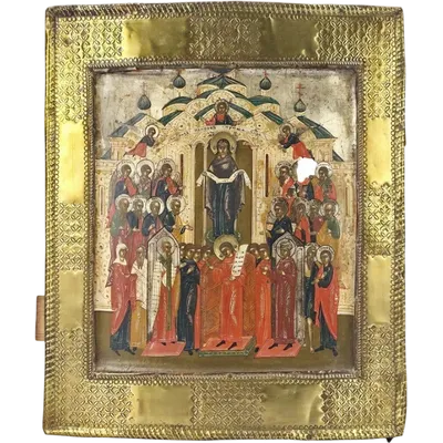Apparition of the Mother of God of Pokrov - Russian Icon of the 19th Century