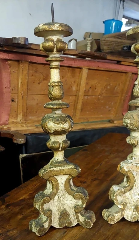 Antique pair of candlesticks END 17th century Louis XIV baroque