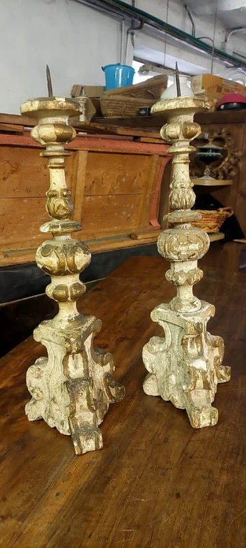 Antique pair of candlesticks END 17th century Louis XIV baroque