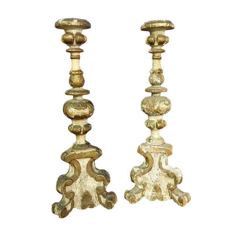 Antique pair of candlesticks END 17th century Louis XIV baroque