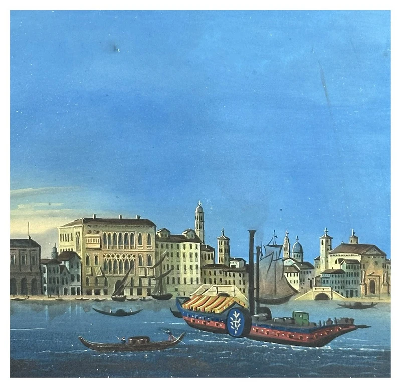 Giovanni Biasin, View of St. Mark's Basin with gondolas and sailboats, Guache