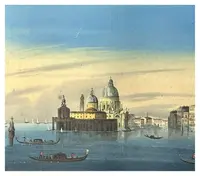 Giovanni Biasin, View of St. Mark's Basin with gondolas and sailboats, Guache