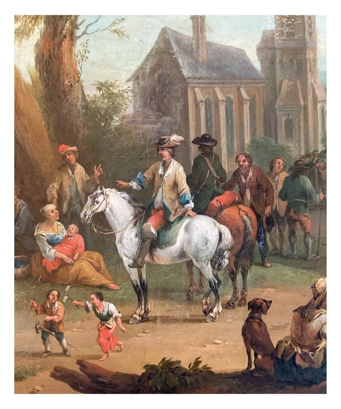 Frans de Paula Ferg, Village Scene, oil on canvas