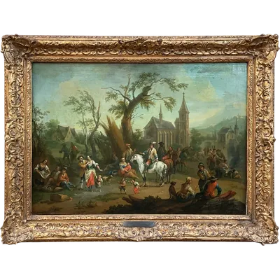 Frans de Paula Ferg, Village Scene, oil on canvas
