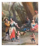 Frans de Paula Ferg, Village Scene, oil on canvas