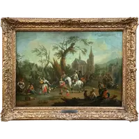 Frans de Paula Ferg, Village Scene, oil on canvas