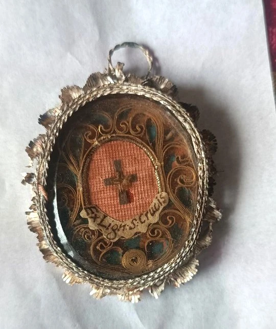 Ancienne stauroteca , croix reliquaire , relique de la sainte croix -venise 18ème siècle -h.40 c