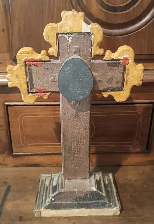 Ancienne stauroteca , croix reliquaire , relique de la sainte croix -venise 18ème siècle -h.40 c
