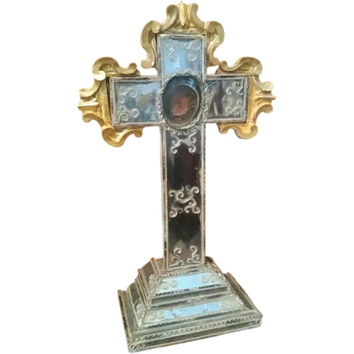 Antique stauroteca , reliquary cross , relic of the holy cross -venice 18th century -h.40 c