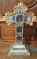 Ancienne stauroteca , croix reliquaire , relique de la sainte croix -venise 18ème siècle -h.40 c