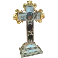 Ancienne stauroteca , croix reliquaire , relique de la sainte croix -venise 18ème siècle -h.40 c