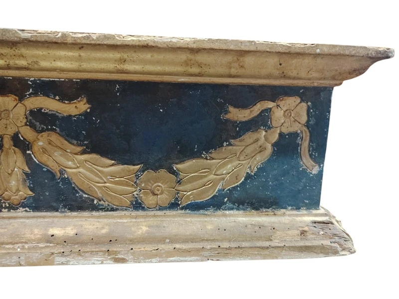 Antica baselegno intagliato e dorato  lacca blù XVIII secolo