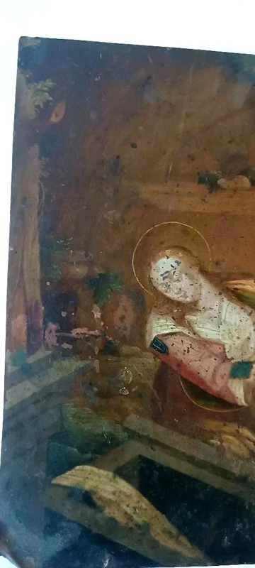 Antique painting on copper ,Flemish school 17th century ,depicting saint