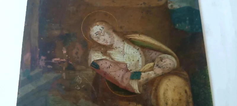 Antique painting on copper ,Flemish school 17th century ,depicting saint