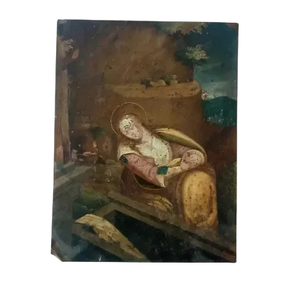 Antique painting on copper ,Flemish school 17th century ,depicting saint