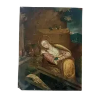 Antique painting on copper ,Flemish school 17th century ,depicting saint