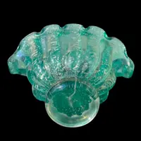 Iridescent heavy glass shell vase with silver inclusions.Barovier & Toso.Murano.