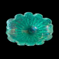 Iridescent heavy glass shell vase with silver inclusions.Barovier & Toso.Murano.