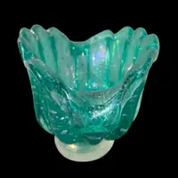 Iridescent heavy glass shell vase with silver inclusions.Barovier & Toso.Murano.