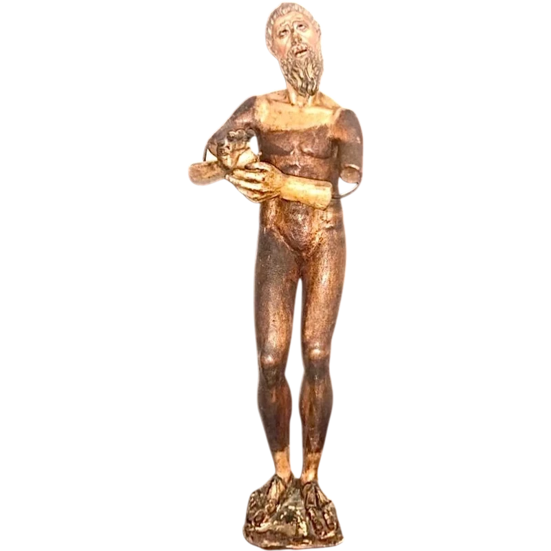 scultura da presepe in legno dipinto e metallo con occhi in vetro.Napoli