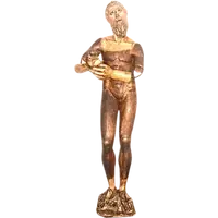 scultura da presepe in legno dipinto e metallo con occhi in vetro.Napoli