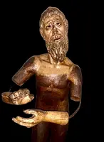 scultura da presepe in legno dipinto e metallo con occhi in vetro.Napoli