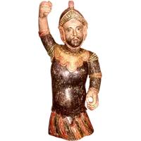 Polychrome wooden sculpture depicting soldier.
