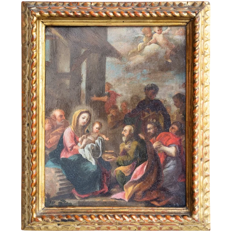Painting depicting the Holy Family, oil on copper