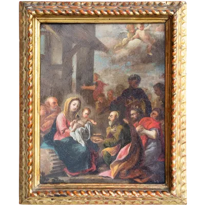 Painting depicting the Holy Family, oil on copper