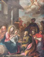 Painting depicting the Holy Family, oil on copper