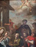 Painting depicting the Holy Family, oil on copper