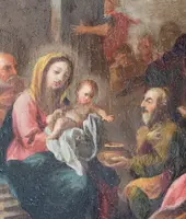 Painting depicting the Holy Family, oil on copper