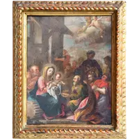 Painting depicting the Holy Family, oil on copper