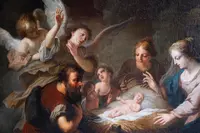 Pair of religious theme paintings, Adoration of the Shepherds - Adoration of the Magi