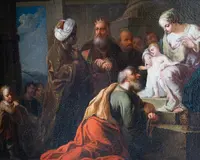 Pair of religious theme paintings, Adoration of the Shepherds - Adoration of the Magi