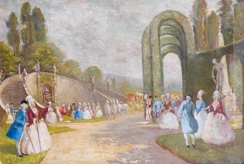 Dames et messieurs dans les jardins aristocratiques - Eugenio Bonivento