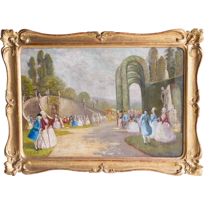 Ladies and gentlemen in aristocratic garden - Eugenio Bonivento