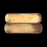 Brass snuff box engraved with hunting scenes
