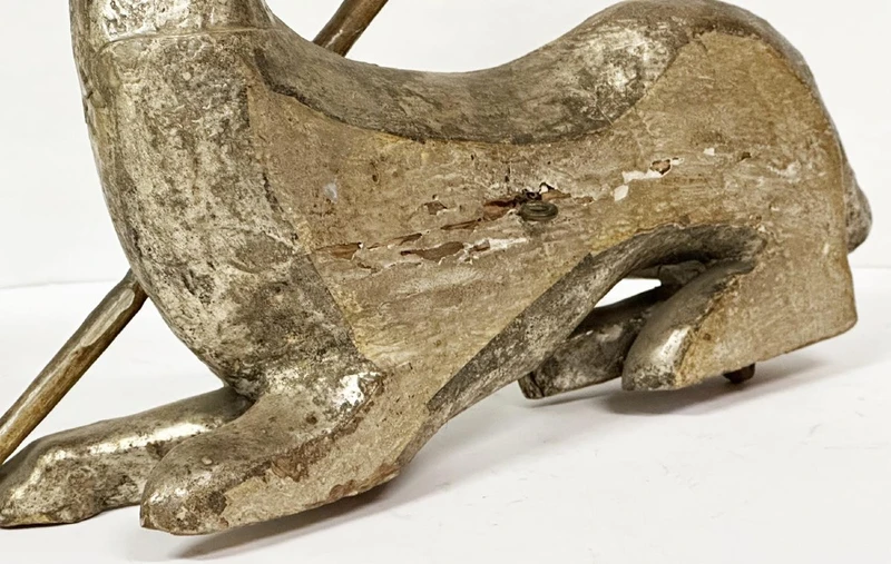 Silver-plated and gilded carved wooden sculpture raff.te Agnus Dei