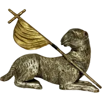 Silver-plated and gilded carved wooden sculpture raff.te Agnus Dei