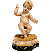 Jesus child sculpture in polychrome wood.Italy.