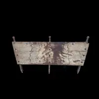 Panneau - tête de lit sculptée dans le flanc d'une charrette sicilienne en bois peint