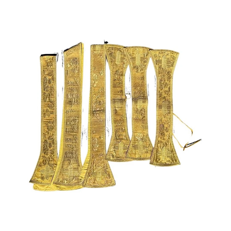 Complete with sacred priestly vestments embroidered in gold thread with floral decorations: