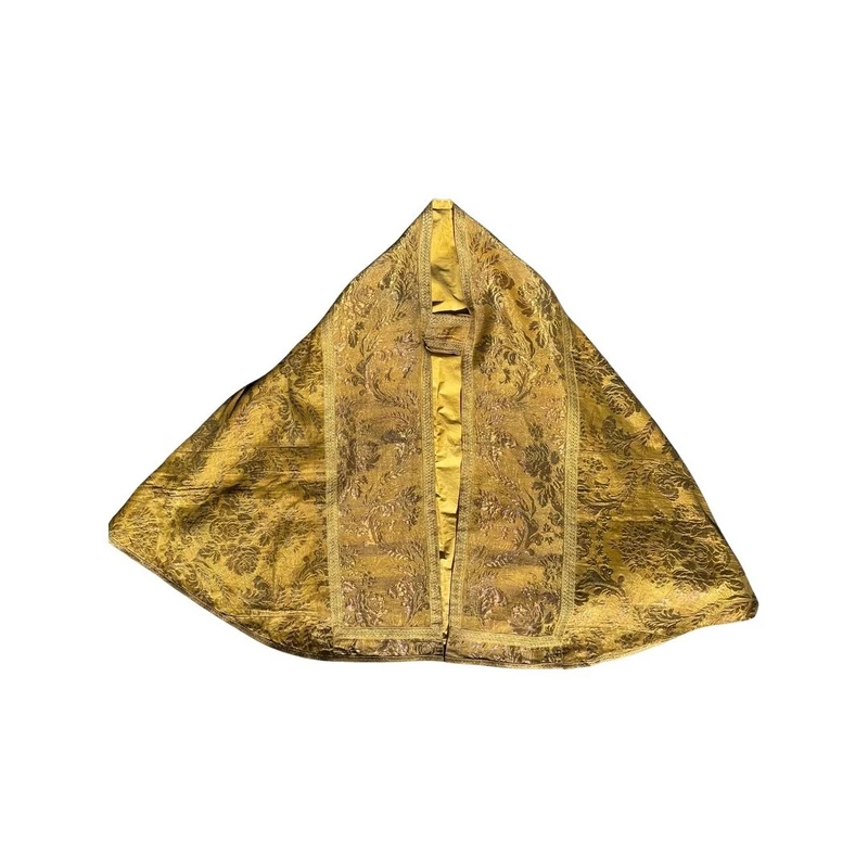 Complete with sacred priestly vestments embroidered in gold thread with floral decorations: