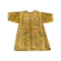 Complete with sacred priestly vestments embroidered in gold thread with floral decorations: