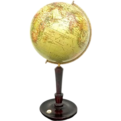 Earth globe with compass included in wooden base, initialed: Norstedts jordglob.Sweden.