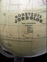 Earth globe with compass included in wooden base, initialed: Norstedts jordglob.Sweden.
