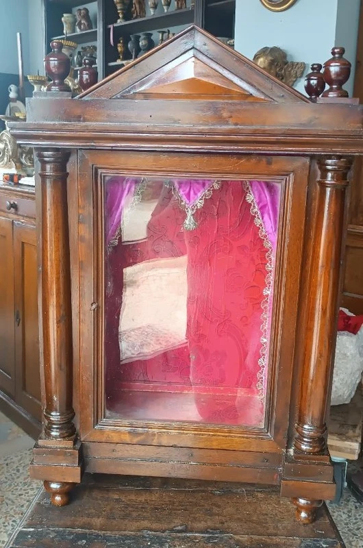 Antica Piccola vetrinetta - teca - noce -xix secolo