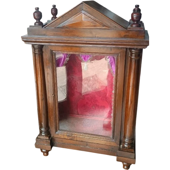 Antica Piccola vetrinetta - teca - noce -xix secolo