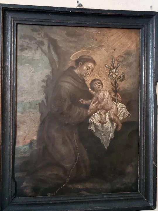 Oil painting on copper depicting St. Anthony of Padua with Child ,Early 18th century